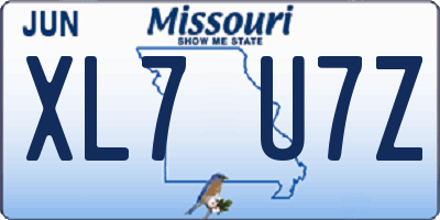 MO license plate XL7U7Z