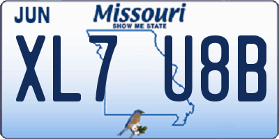 MO license plate XL7U8B