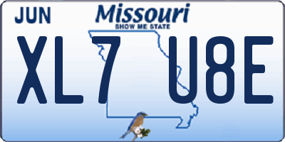MO license plate XL7U8E