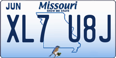 MO license plate XL7U8J