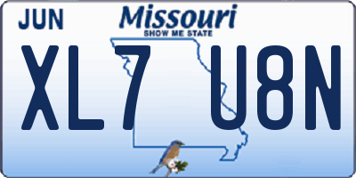 MO license plate XL7U8N