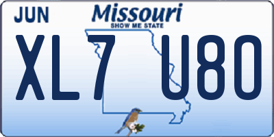 MO license plate XL7U8O