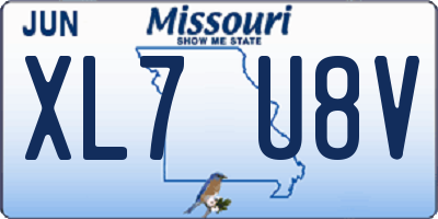 MO license plate XL7U8V