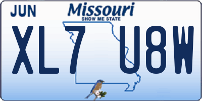 MO license plate XL7U8W