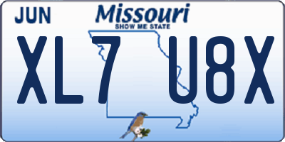 MO license plate XL7U8X