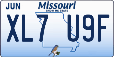 MO license plate XL7U9F