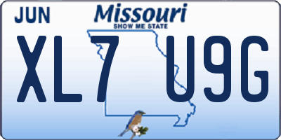 MO license plate XL7U9G