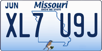 MO license plate XL7U9J