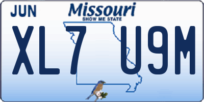 MO license plate XL7U9M