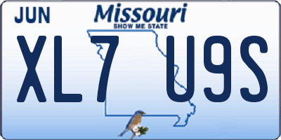MO license plate XL7U9S