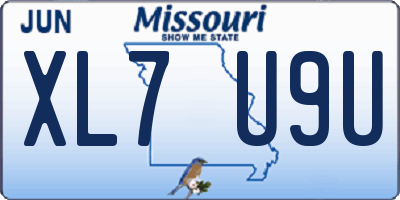 MO license plate XL7U9U