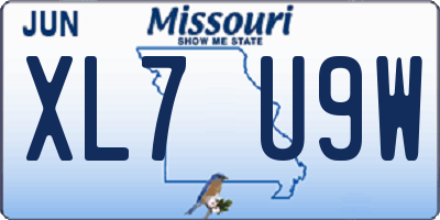 MO license plate XL7U9W