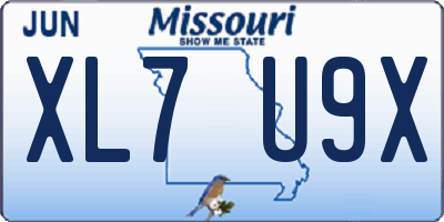 MO license plate XL7U9X