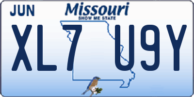 MO license plate XL7U9Y