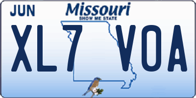 MO license plate XL7V0A