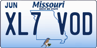 MO license plate XL7V0D