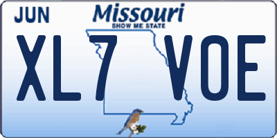 MO license plate XL7V0E