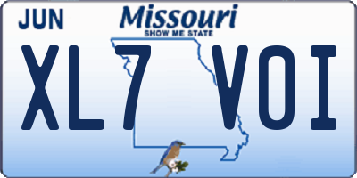 MO license plate XL7V0I
