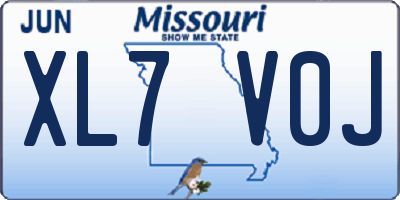 MO license plate XL7V0J