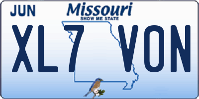 MO license plate XL7V0N