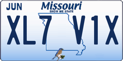 MO license plate XL7V1X