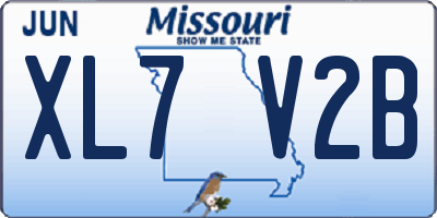 MO license plate XL7V2B