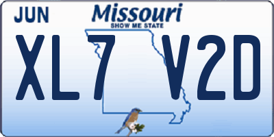 MO license plate XL7V2D