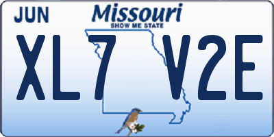 MO license plate XL7V2E