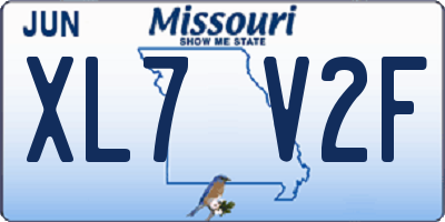 MO license plate XL7V2F