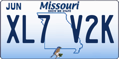 MO license plate XL7V2K