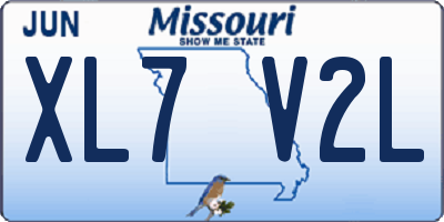 MO license plate XL7V2L