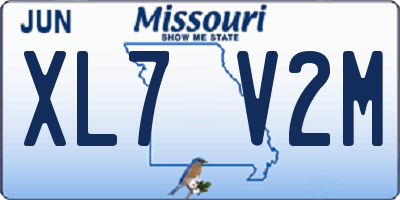 MO license plate XL7V2M