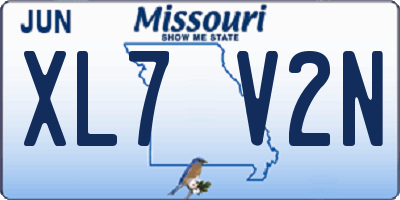 MO license plate XL7V2N