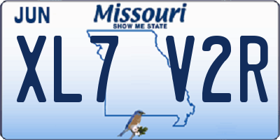 MO license plate XL7V2R