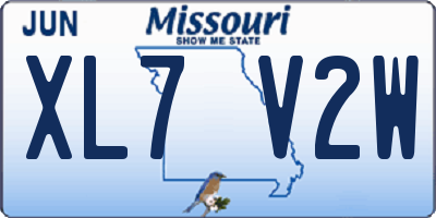 MO license plate XL7V2W