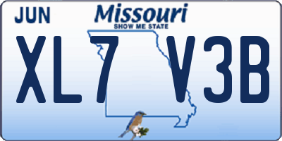 MO license plate XL7V3B