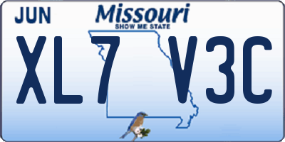 MO license plate XL7V3C