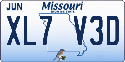 MO license plate XL7V3D