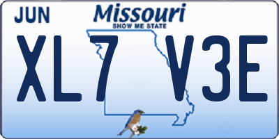 MO license plate XL7V3E