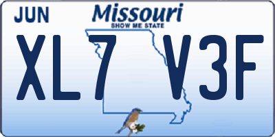 MO license plate XL7V3F