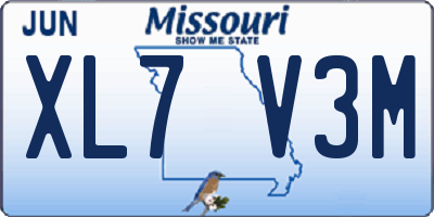 MO license plate XL7V3M