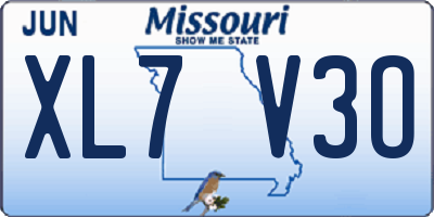 MO license plate XL7V3O