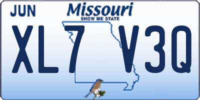MO license plate XL7V3Q