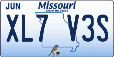 MO license plate XL7V3S