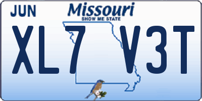 MO license plate XL7V3T