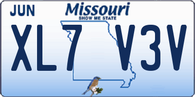 MO license plate XL7V3V