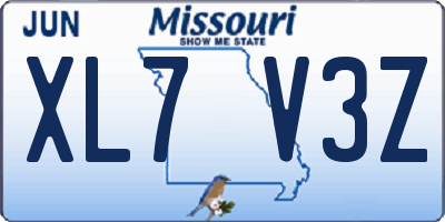 MO license plate XL7V3Z