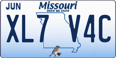 MO license plate XL7V4C