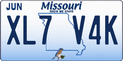 MO license plate XL7V4K