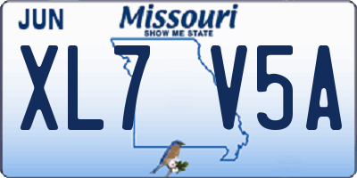 MO license plate XL7V5A